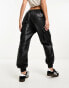 River Island utility PU cargo trouser in black