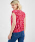 Petite Printed V-Neck Ruched-Shoulder Top, Created for Macy's