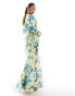 Daska long sleeve maxi dress with cape detail in floral print