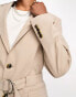 ASOS DESIGN skinny belted blazer in taupe in micro texture