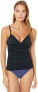 LAUREN RALPH LAUREN 273614 Women's Beach Club Solid Surplice Tankini Top Black 8