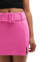 ASOS DESIGN ponte pelmet mini skirt with belt in pink