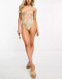 Vero Moda cross back swimsuit with high leg in pastel snake print