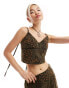 COLLUSION festival cami top co ord with corded embroidery in chocolate