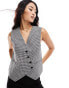 ASOS DESIGN asymmetric waistcoat in houndstooth