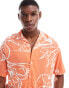 Jack & Jones oversized revere collar floral printed shirt in burnt orange