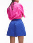 Topshop nylon super mini runner short in colbolt