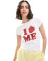 Stradivarius 'I heart me' baby tee in white