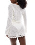 Hollister co-ord crochet pull on mini skirt in white