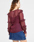 Women's Sheer Ruffle-Trim Top, Created for Macy's