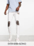 ASOS DESIGN spray on jeans with power stretch with heavy rips in white