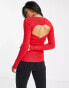 ASOS DESIGN jumper with cut out ruched back detail in red