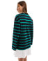 ASOS DESIGN 2 in 1 long sleeve sweat dress with pleat skirt in stripe