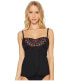 Jantzen 147083 Women's Embroidered Solids Flutter Tankini Top Black Sz 10