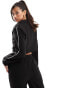 In The Style boxy cropped side stripe blazer co-ord in black