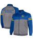 Men's Royal, Heather Gray Golden State Warriors Big and Tall Pieced Stripe Raglan Full-Zip Track Jacket