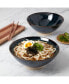 8" Reactive Blue Stoneware Ramen Noodle Bowls, Set of 2