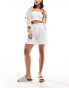 Stradivarius linen look tailored short in ecru