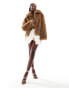 Simmi faux fur zip through jacket in brown