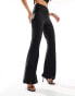 ASOS DESIGN lace wrap waist flare trousers with back ruched seam in black