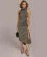 Women's Mock-Neck Ruched Asymmetrical Dress