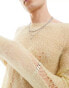 COLLUSION fine knit distressed jumper in light yellow