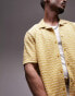 Topman oversized button through polo geo jacquard in mustard