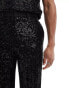 ASOS DESIGN smart co-ord vintage flare trouser in black sequin