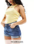 American Eagle hourglass high rise denim shorts in mid blue