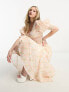 Sister Jane puff sleeve shirred midaxi dress in blush floral