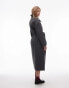 Topshop tab belted twill car coat in grey