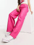 Only Hope high waisted faux leather trousers in bright pink