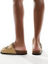 Glamorous double strap footbed sandals in taupe