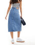 Tommy Jeans Claire utility denim midi skirt in mid wash