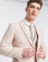 ASOS DESIGN skinny wool mix suit jacket in basketweave texture in stone