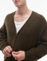 Topman relaxed fit brushed cardigan in khaki