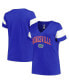 Women's Heather Royal Florida Gators Plus Size Arched City Sleeve Stripe V-Neck T-shirt