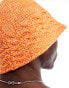 ASOS DESIGN knitted bucket hat in orange