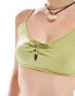 Monki mix and match underwire bikini top in light khaki green