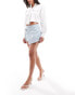 Pull&Bear tailored mini skirt with belted wrap detail in blue