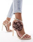 Public Desire Rossa mid heeled sandal with rosette in light pink satin