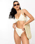 South Beach knot front bikini top in cream scrunch