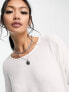 Only wide neck 3/4 sleeve top in white