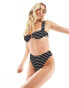 Free Society crinkle stripe underwire bikini top in black