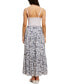 Leno Gauze Printed Tiered Midi Skirt