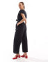 Monki jumpsuit with tie waist in black