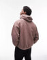 Topman oversized hoodie with fortune text print in washed brown