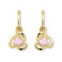 Children´s gold earrings with pink crystal 236 001 00950