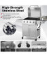 50000BTU 5-Burner Propane Gas Grill with Side Burner and 2 Prep Tables-Silver