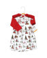 Toddler Girls Cotton Dress and Cardigan 2pc Set, Red Winter Forest